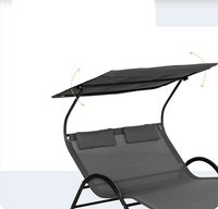 Chaise longue double patio avec auvent et oreillers Lit de soleil et chaise longue