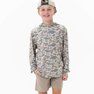 Camouflage Pattern Hooded Fishing Clothing for Children, Quick-Dry, Windproof, Sun-Protective
