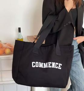 Sac fourre-tout réutilisable en toile de coton personnalisé avec logo pour femmes et hommes, idéal pour le voyage, le shopping, le rangement, motif lettres, fermeture éclair - Product Image 3