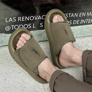 Summer Men Genuine Suede Leather Beach Shoes <b>Velcro</b> Adjustable Sandals New One <b>Strap</b> Casual Comfortable Slippers Wholesale - Product Image 4