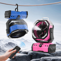 Ventilador de Camping Recargable para Exteriores, Batería de Litio de 20000 mAh, Ventilador de Mesa Portátil USB, Luz LED, Doble Motor, Control Remoto, Nebulización