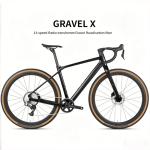 Bicicleta de Gravel GRAVEL-X de Fibra de Carbono, 13 Velocidades, Pedales Ordinarios, Cuadro Rígido, Frenos de Disco Dobles, Ruedas de Aluminio, Bicicleta Urbana de Carreras Todoterreno - Product Image 2