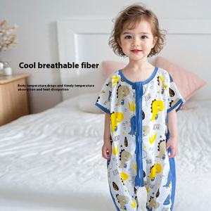 Sac de couchage en gaze pour bébé Printemps Été Couette fine avec jambes à manches courtes Imperméable pour toutes les saisons Motif de dessin animé - Product Image 4