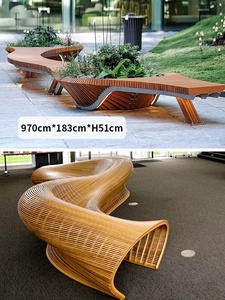 Custom-made Commercial Outdoor Anti-Corrosion <b>Wood</b> <b>Sliced</b> Seats Indoor Solid <b>Wood</b> Irregular-Shaped Stools Public Art Waiting - Product Image 3