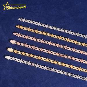 Collana con bracciale cubano Moissanite con catena a maglia a forma di stella piccola fila con anelli cubani di diamanti Hip Hop personalizzati - Product Image 2