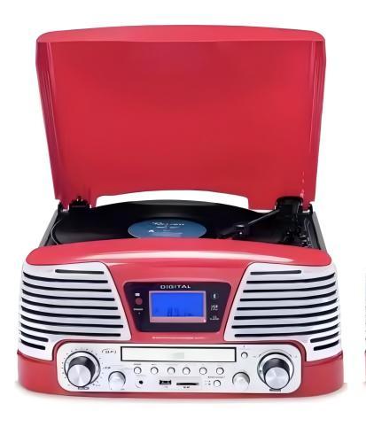 Record Player Vintage 3-Speed Wireless Gramophone Player FM Radio Vinyl Turntable Player