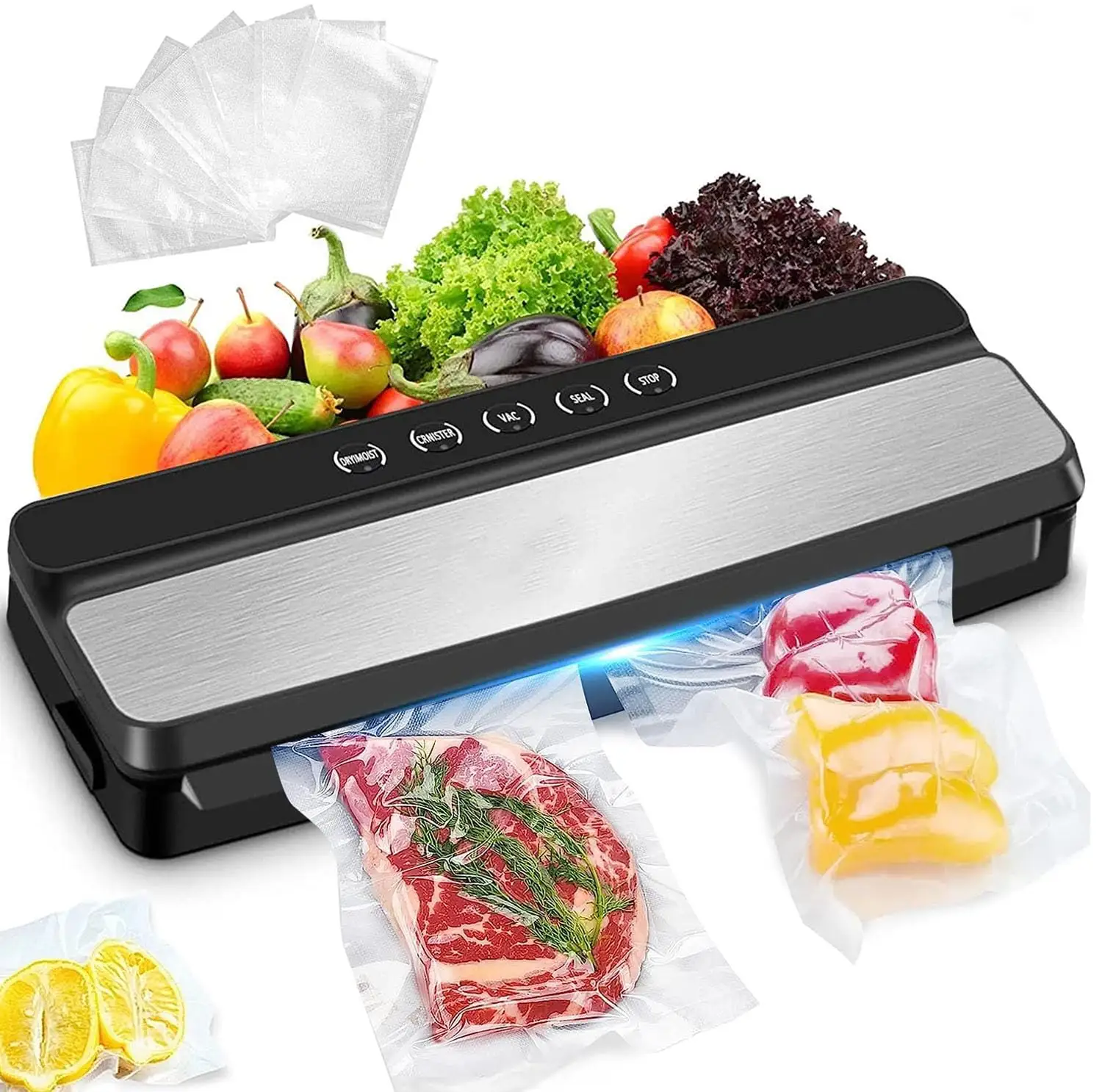 Wallepac Fully Automatic Vacuum Sealing machine 5-in-1 Easy to Operation Vacuum Sealer for Food with 10pcs Vacuum Seal Bags