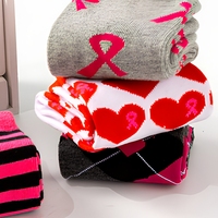 Chaussettes décontractées pour femmes en coton mélangé, motif cœur ruban rose, pour la sensibilisation au cancer du sein, idéales pour le quotidien