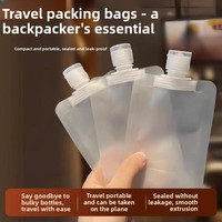 Sac de voyage portable pour liquides, pochette épaisse en PP refermable avec bec verseur, sac de transport pour échantillons cosmétiques