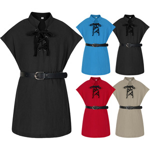 Veste médiévale de pirate pour adulte, sans manches, à lacets, pour foire Renaissance, carnaval, cosplay, spectacle - Product Image 1