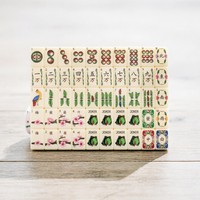 Mahjong américain, tuiles de mahjong gravées en acrylique couleur ivoire, ensemble avec table et chaises - Cadeau de jeu