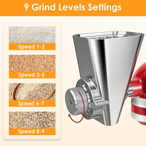 อุปกรณ์บดเมล็ดธัญพืชสำหรับเครื่องผสมอาหารแบบตั้งพื้น <span class=keywords><strong>KitchenAid</strong></span>, ชุดบดแป้งโลหะทั้งหมด 9 ระดับสำหรับ <span class=keywords><strong>KitchenAid</strong></span>, เหมาะสำหรับบดข้าวสาลี - Product Image 6