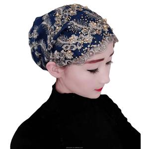 Women's Muslim Ethnic Inner Cap Headscarf, Rhinestone Headscarf <b>Hat</b>, Lace, Eco-friendly, Breathable, Suitable for Everyone - Product Image 1