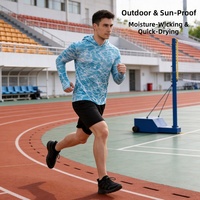 Jaket Pelindung Sinar Matahari Sublimasi Khusus - Pakaian Lari, Hiking & Memancing Outdoor, Atasan Lengan Panjang Cepat Kering 100% Poliester