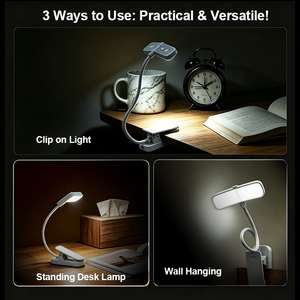 Lámpara de Lectura con Logotipo Personalizado, Protección Ocular, Sin Luz Azul, Mini Lámpara de Libro USB Recargable, Luz de Lectura LED con Clip para Cama - Product Image 5