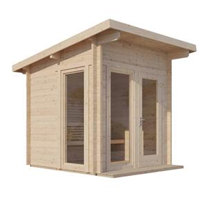 Hachillspa Cabine traditionnelle en bois pour 6 personnes Sauna en bois massif avec porte en verre Chauffage électrique pour arrière-cour Jardin Maison Spa - Product Image 1