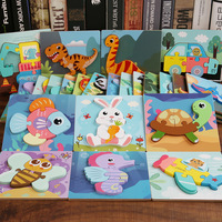 Niños Montessori educativo de madera 3D rompecabezas de juguete para niños niñas dibujos animados dinosaurio Animal vehículo niño rompecabezas Juguetes