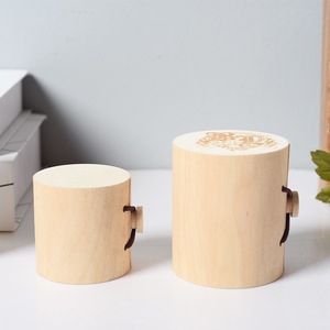 Caja redonda de madera de abedul hecha a mano para regalo, para envasar té, contenedor de almacenamiento artesanal - Product Image 1