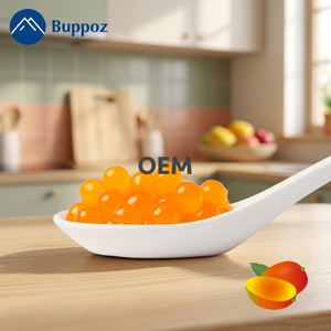 Bursting Tapioca and <b>Peach</b> Popping Boba-Halal Certified Vegetarian Ready to Eat Bubble Tea Ingredients - Product Image 2