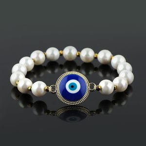 Pulsera de perlas de agua dulce con amuleto de protección contra el mal de ojo para adultos unisex, regalo de joyería. - Product Image 3