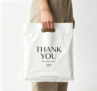 Sacs shopping personnalisés en plastique LDPE avec poignée découpée et logo, sacs en plastique avec poignée et logo personnalisé pour magasins de vêtements et de chaussures