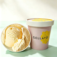 Gobelet à glace en papier kraft écologique à paroi simple avec couvercle, personnalisable avec logo imprimé, pour yaourt glacé et gelato