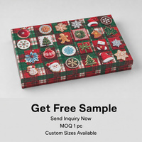 Boîte cadeau rigide en deux parties pour biscuits de Noël à motif tartan, impression personnalisée pour coffret cadeau de biscuits de Noël, vente en gros, livraison directe d'usine