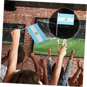 Bandera de Mano de Argentina Personalizada Barata al por Mayor, Impresión Serigráfica de 14x21 cm, 100% Poliéster, Bandera de Mano Pequeña de Argentina Personalizada de Doble Cara - Product Image 2