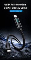 Câble tressé USB-C vers USB-C avec affichage LED, 240W PD, USB4 40 Gbps, 8K, toutes fonctions, avec indicateur de puissance pour station d'accueil