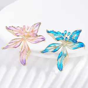 ZHIWEI new exquisite enamel orchid brooch high-grade set zirconium elegant temperament clothing accessories flower brooch