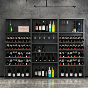 Étagère à bouteilles de vin inclinée en métal de grande taille, design de panneau, pour la maison, meubles de salle à manger, compatible avec les chaises de salle à manger - Product Image 6