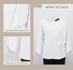 Blazer Casual de Verano para Mujer, Personalizado OEM ODM, Cuello Cuadrado, Top Blanco, Pantalones Negros - Product Image 4