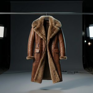 Men's Casual Slim Fit Breathable Woolen Fur Trim Turn-down Collar <b>Trench</b> <b>Coat</b> High Quality Winter Warm Anti-Wrinkle Thick Long - Product Image 5
