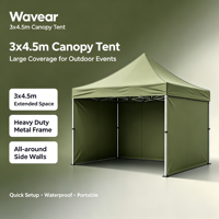 Tente d'exposition portable 3x4,5m triple couche imperméable et coupe-vent avec logo personnalisé et protection UV pour stand alimentaire extérieur