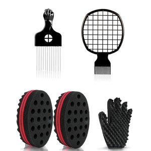 Échantillon Gratuit : Peigne à Cheveux Afro en Métal, Éponge Magique pour Tresses, Ensemble de Peignes Coiffants, Éponge à Boucler Double Face pour Femmes et Hommes Noirs - Product Image 1
