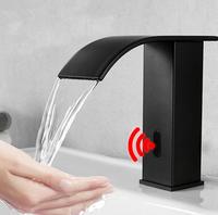 Robinet de salle de bain moderne en laiton noir, à détection de mouvement automatique, sans contact, infrarouge électronique, mains libres, avec cartouche céramique, simple