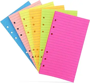 myway 6 Hole neon Colors note pad 3.57 x 6.8 In 240 Sheets Punch Lined Filler Paper for small business school