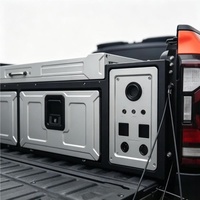Système de rangement pour benne de camionnette en alliage d'aluminium à 2 tiroirs, avec plateau et hub d'alimentation, étanche, le plus vendu