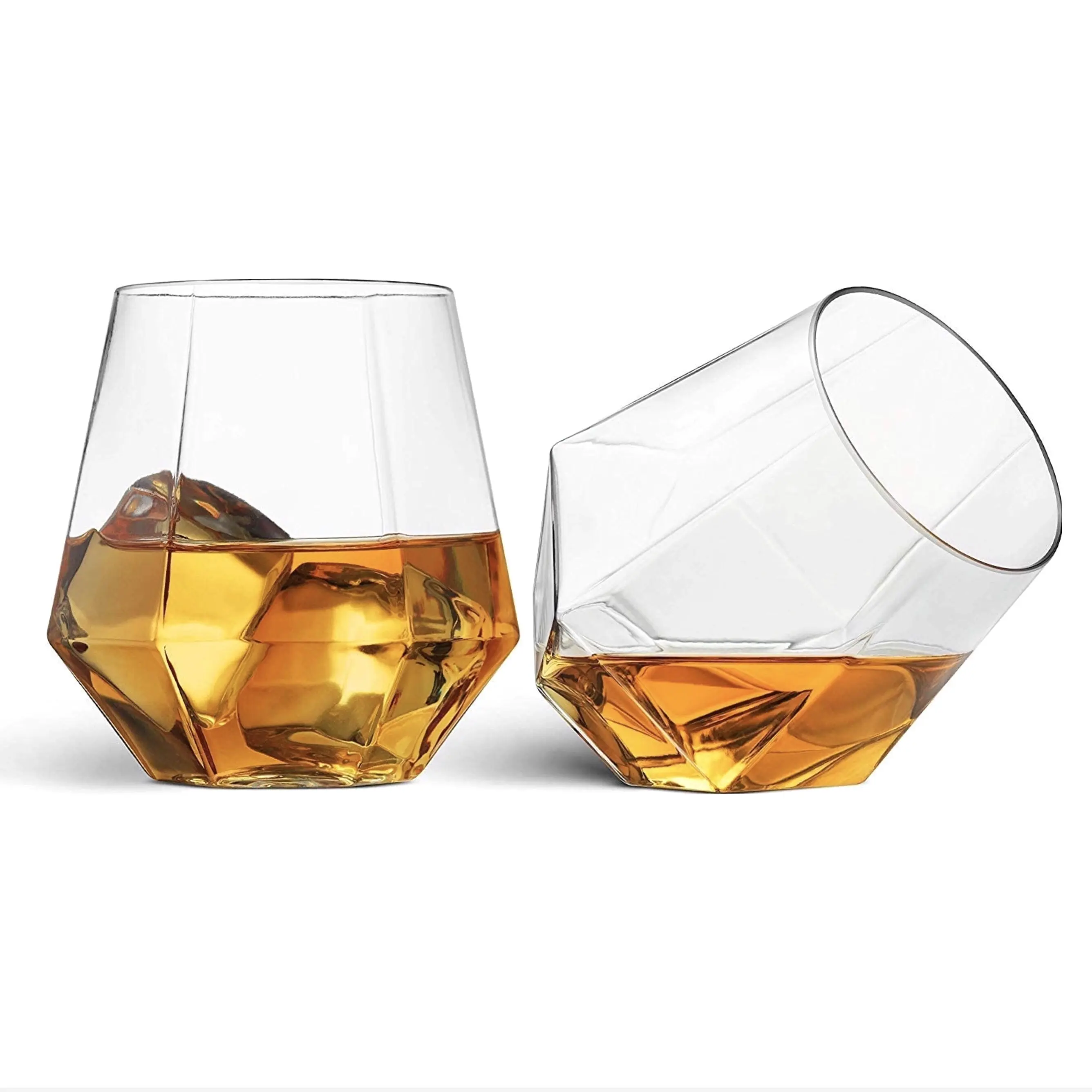 A Forma di diamante di Plastica Stemless Bicchieri di Vino Usa E Getta 12Oz Sereno Whisky Coppe Infrangibile Riciclabile Champagne Flauti