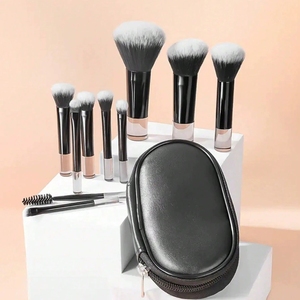 Set de 10 Brochas de Maquillaje Mini Negras, Brocha para Corrector, Brocha para Afeitar, Bolsa de Viaje de Nailon para <span class=keywords><strong>Contorno</strong></span> Facial y Sombra de Ojos - Herramientas de Belleza para Mujer - Product Image 3