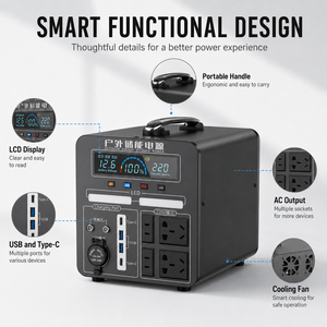 Générateur solaire portable à onde sinusoïdale pure haute capacité LiFePO4 600W 2000W pour la maison, le camping et les situations d'urgence - Product Image 1