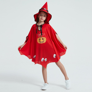 Capa de Bruja de Halloween para Niñas MS con Sombrero y Estampado de Calabaza, Conjunto de Disfraz, Ideal para Juegos de Rol y Fiestas Temáticas - Product Image 3