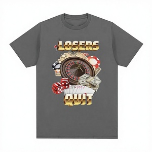 Camiseta de algodón 100% transpirable con estampado de meme vintage de Losers Quit Gambling, diseño informal de jersey, manga corta a la moda - Product Image 2