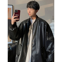 Personnalisable, commande minimum 1 pièce, Nouvelle veste en cuir PU pour homme style rétro américain 2026, veste pilote ample, veste de baseball pour homme en PU