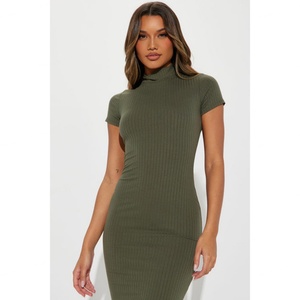 ผู้ผลิตคุณภาพสูง ชุดเดรสลำลองผู้หญิง แขนสั้น ผ้าถักลายริบ แบบสั่งทำพิเศษ - Product Image 2