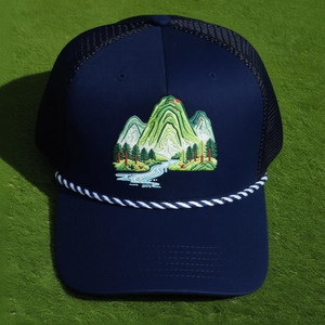Golf <b>Caps</b> Custom 3D Embroidery Mountain Landscape Logo Solid Color Curved Brim Side Pattern Rope Man Women Wholesale ODM Injae - Product Image 5