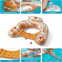Ensemble de 2 chaises flottantes gonflables à imprimé feuilles tropicales - Chaises longues pour adultes avec porte-gobelets