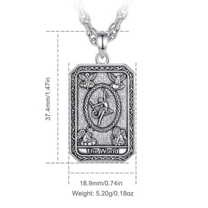 Precio al por mayor moda hip-hop fusión gótica declaración joyería cobre plateado el mundo Tarot colgante collar - Product Image 4