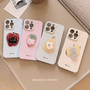 Coque antichoc peinte à motif de dessin animé rotatif, fruits et petits animaux mignons, pour iPhone 17, 14 Pro Max, 13, 15, protection intégrale - Product Image 2