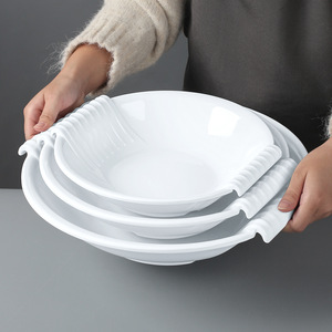 Large <b>melamine</b> imitation porcelain white soup bowl/<b>plate</b> for commercial restaurants and hotels; creative boiled beef slices and - Product Image 1